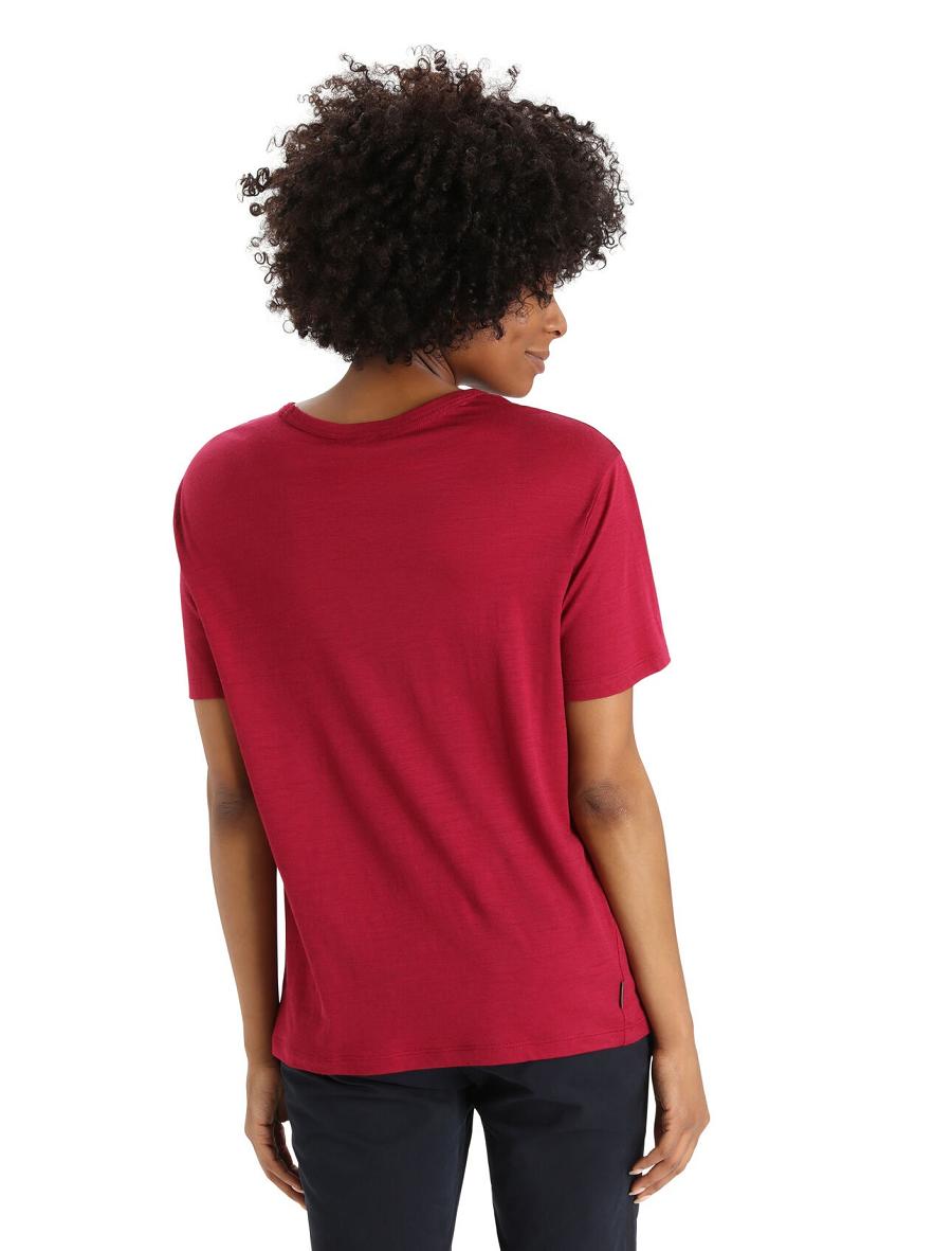 Cherry Women's Icebreaker Merino Granary Short Sleeve T Shirts | USA 1582ZUTG